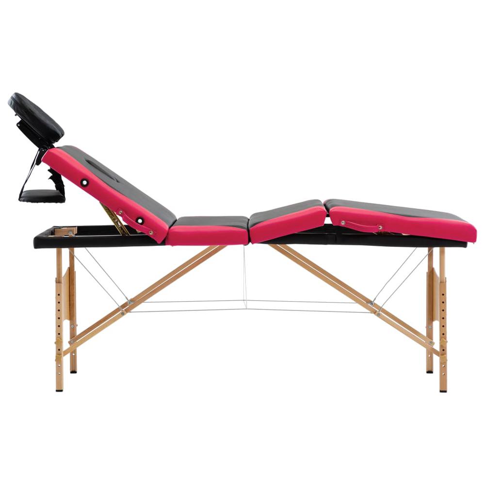 Foldable Massage Table 4 Zones Wood Black and Pink. Picture 1