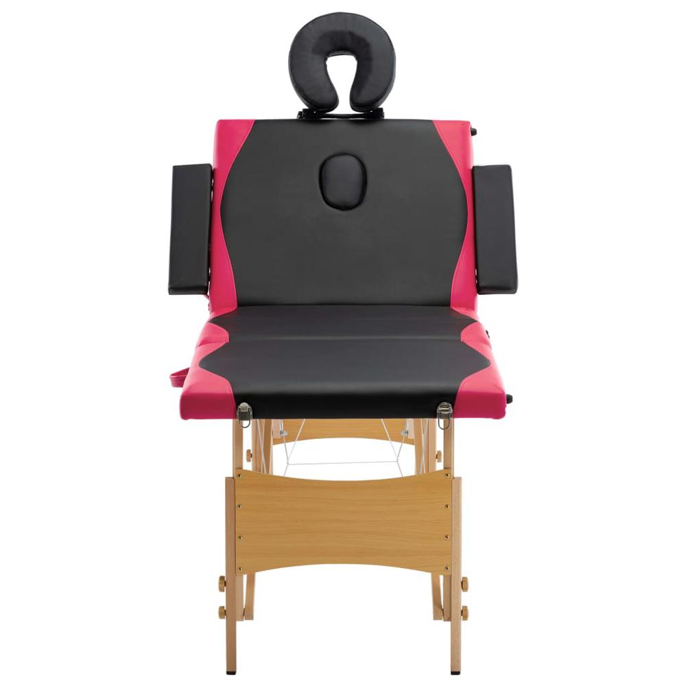 Foldable Massage Table 4 Zones Wood Black and Pink. Picture 3