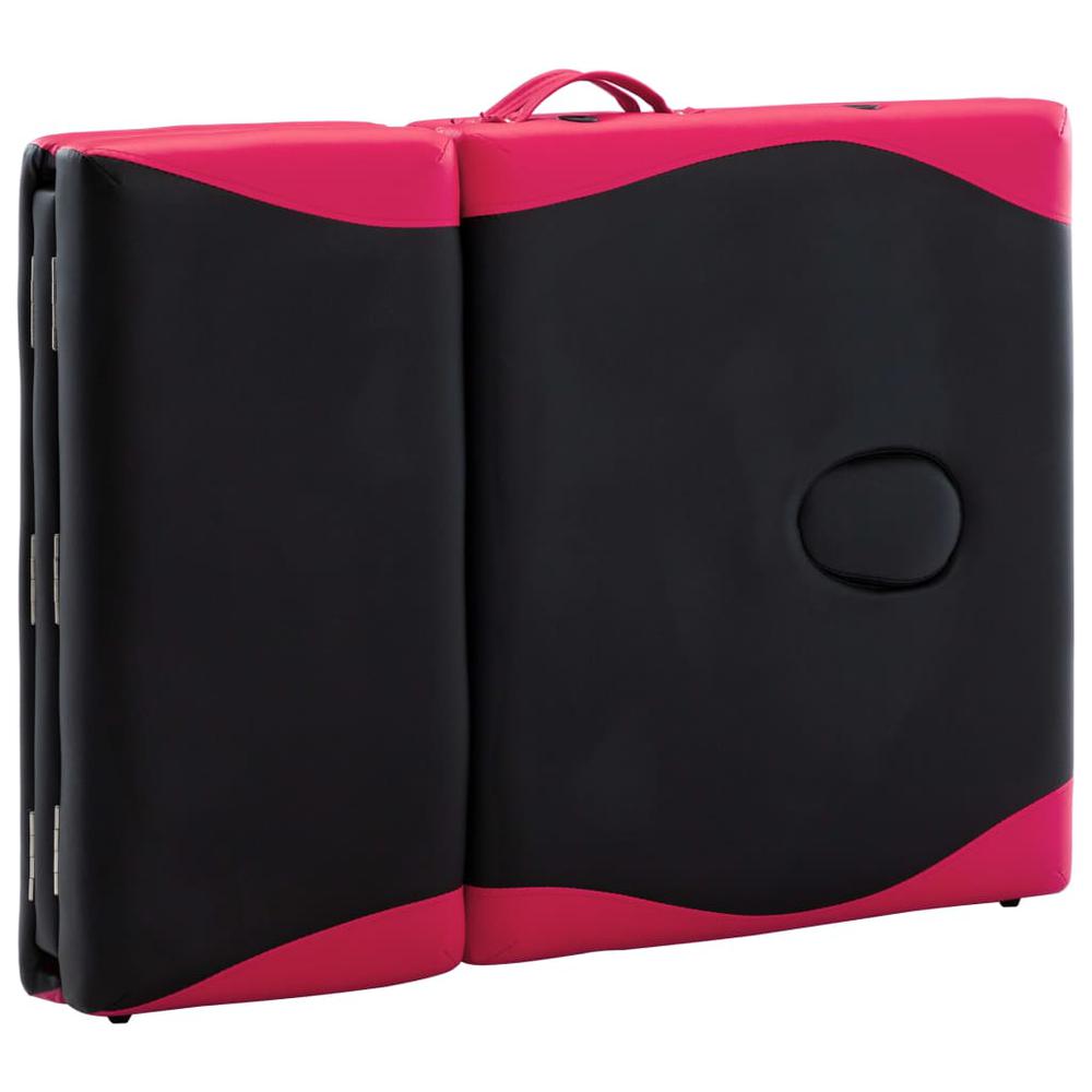 Foldable Massage Table 4 Zones Wood Black and Pink. Picture 7