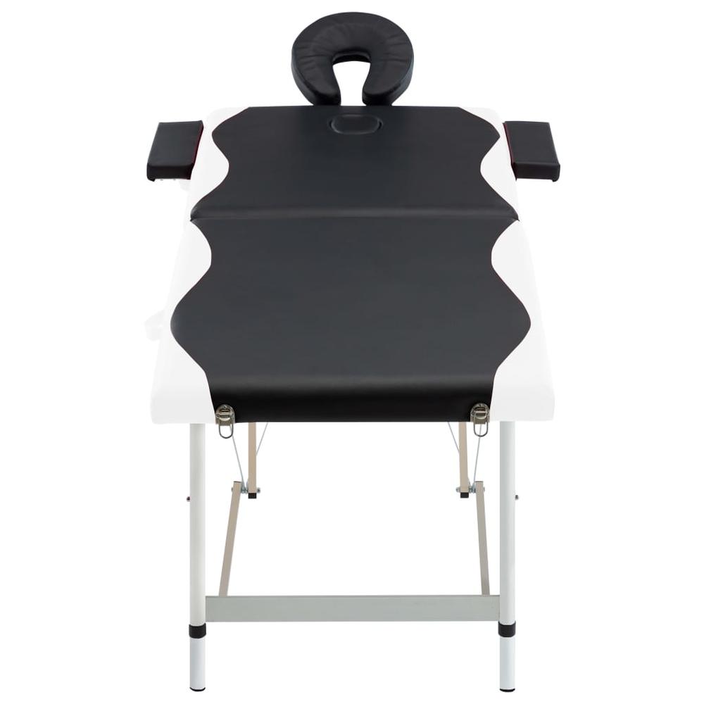 2-Zone Foldable Massage Table Aluminum Black and White. Picture 1