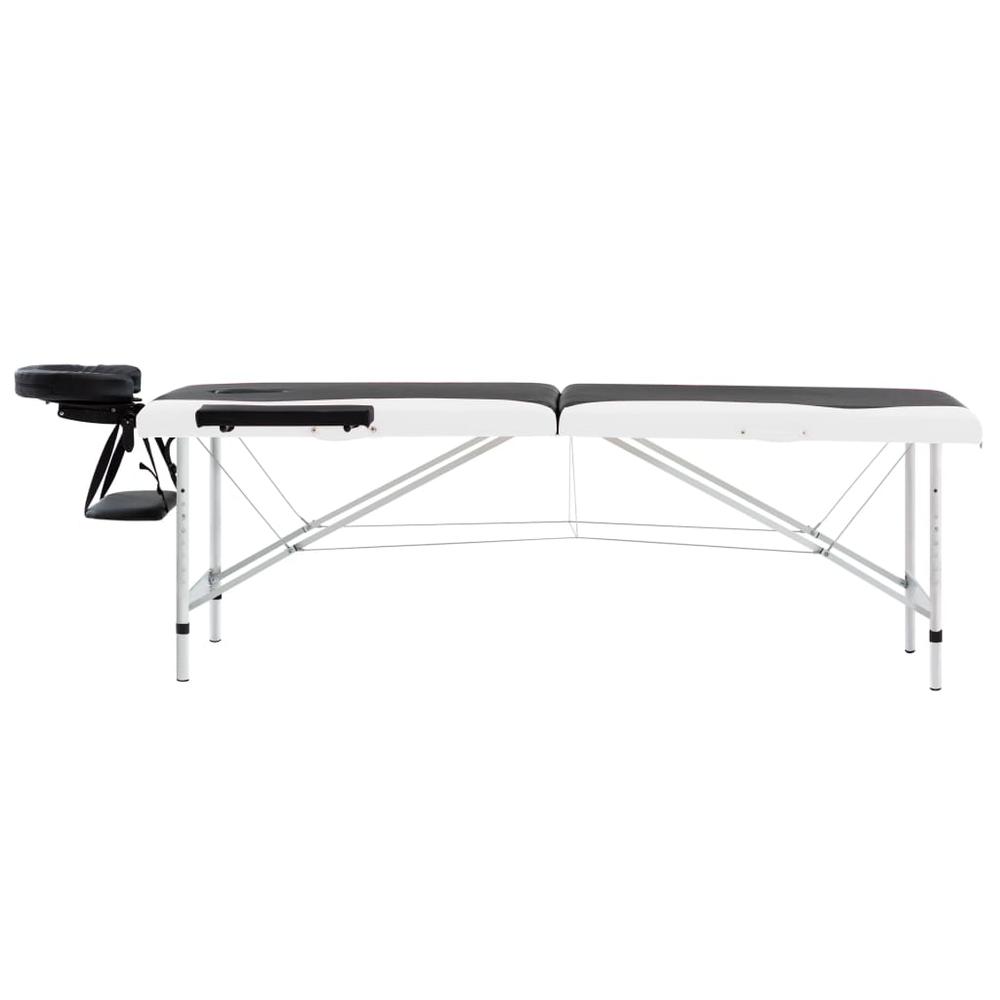 2-Zone Foldable Massage Table Aluminum Black and White. Picture 2