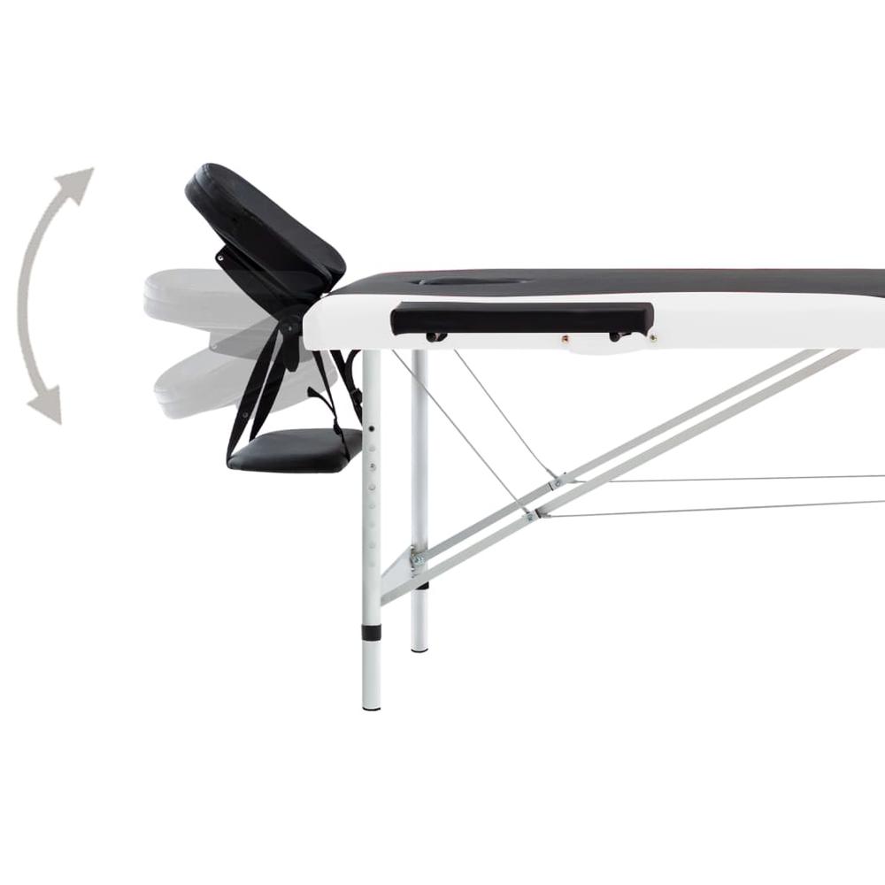 2-Zone Foldable Massage Table Aluminum Black and White. Picture 3