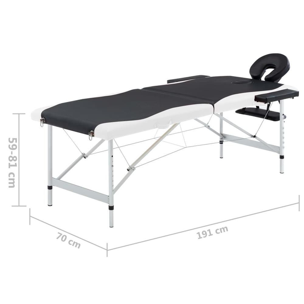 2-Zone Foldable Massage Table Aluminum Black and White. Picture 8
