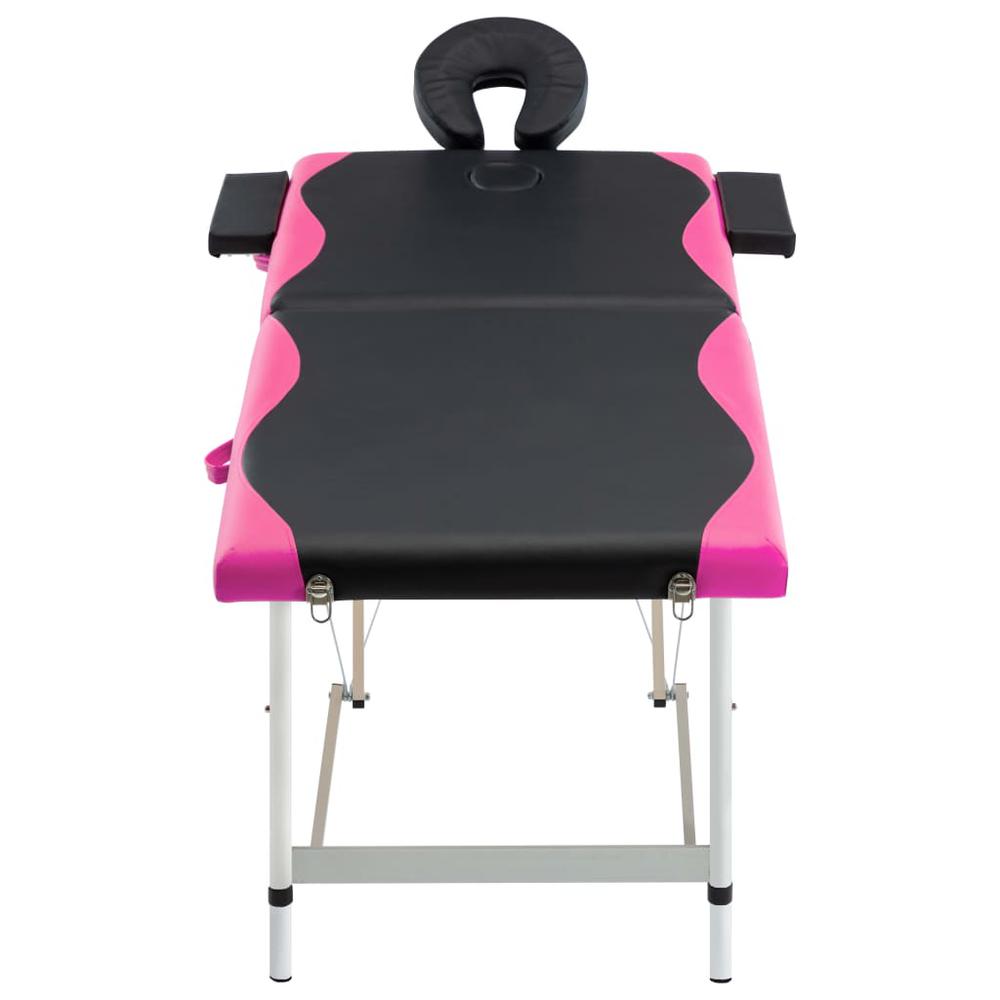 2-Zone Foldable Massage Table Aluminum Black and Pink. Picture 1