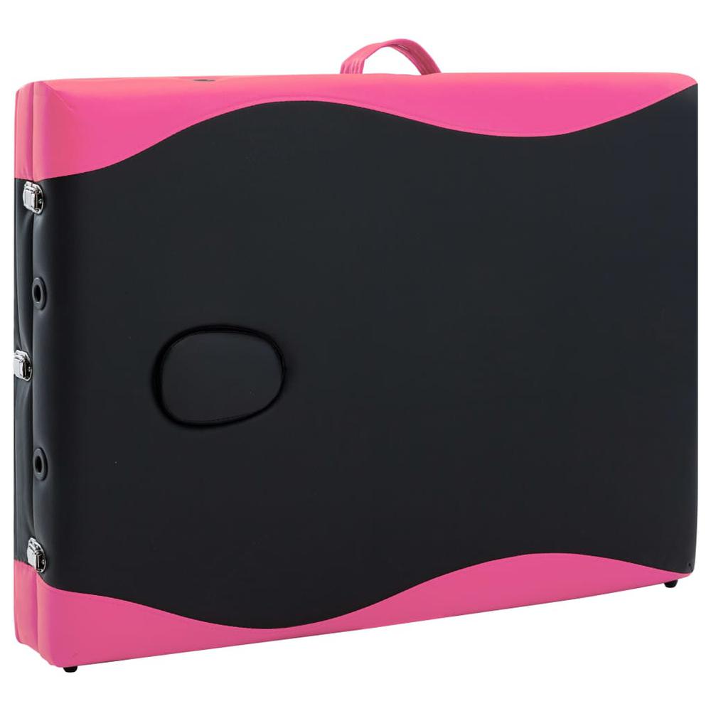 3-Zone Foldable Massage Table Aluminum Black and Pink. Picture 7