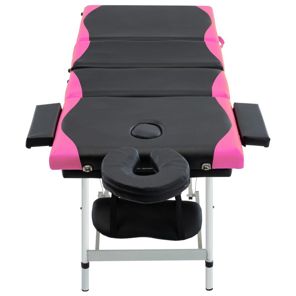 4-Zone Foldable Massage Table Aluminum Black and Pink. Picture 1