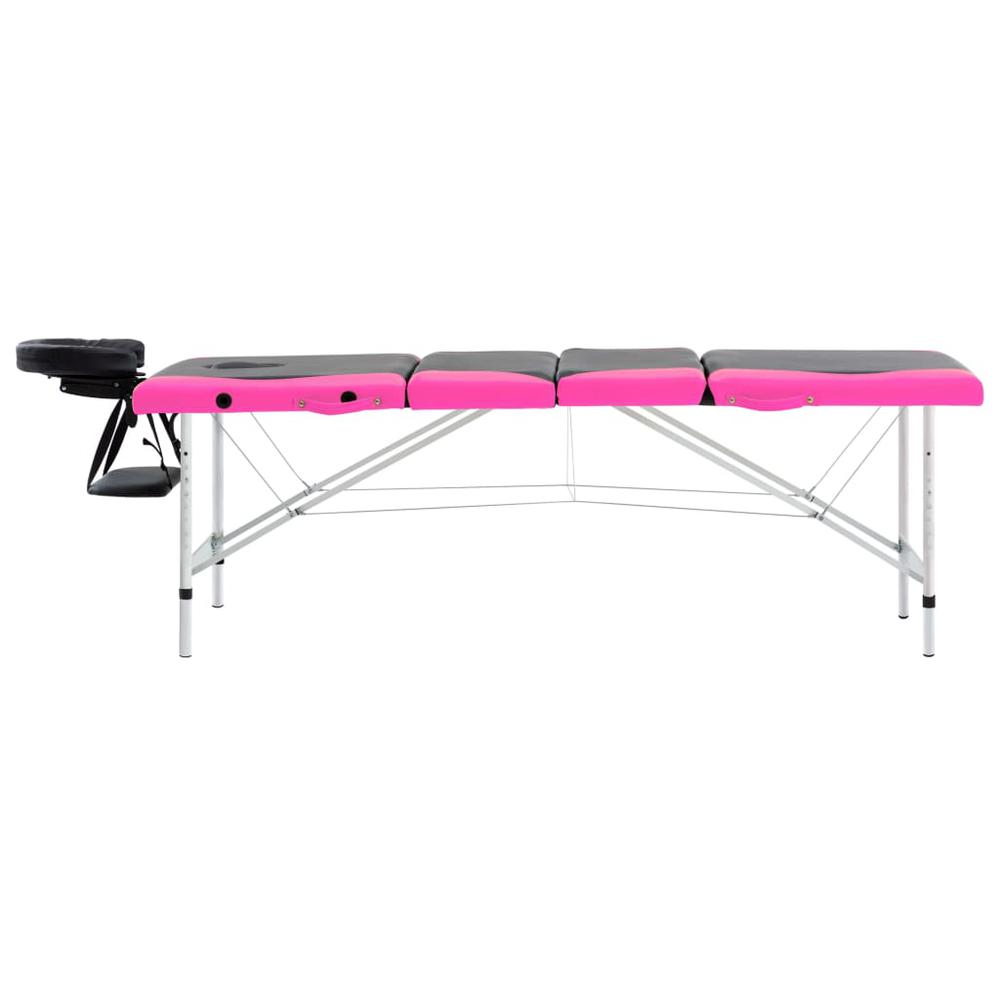 4-Zone Foldable Massage Table Aluminum Black and Pink. Picture 2