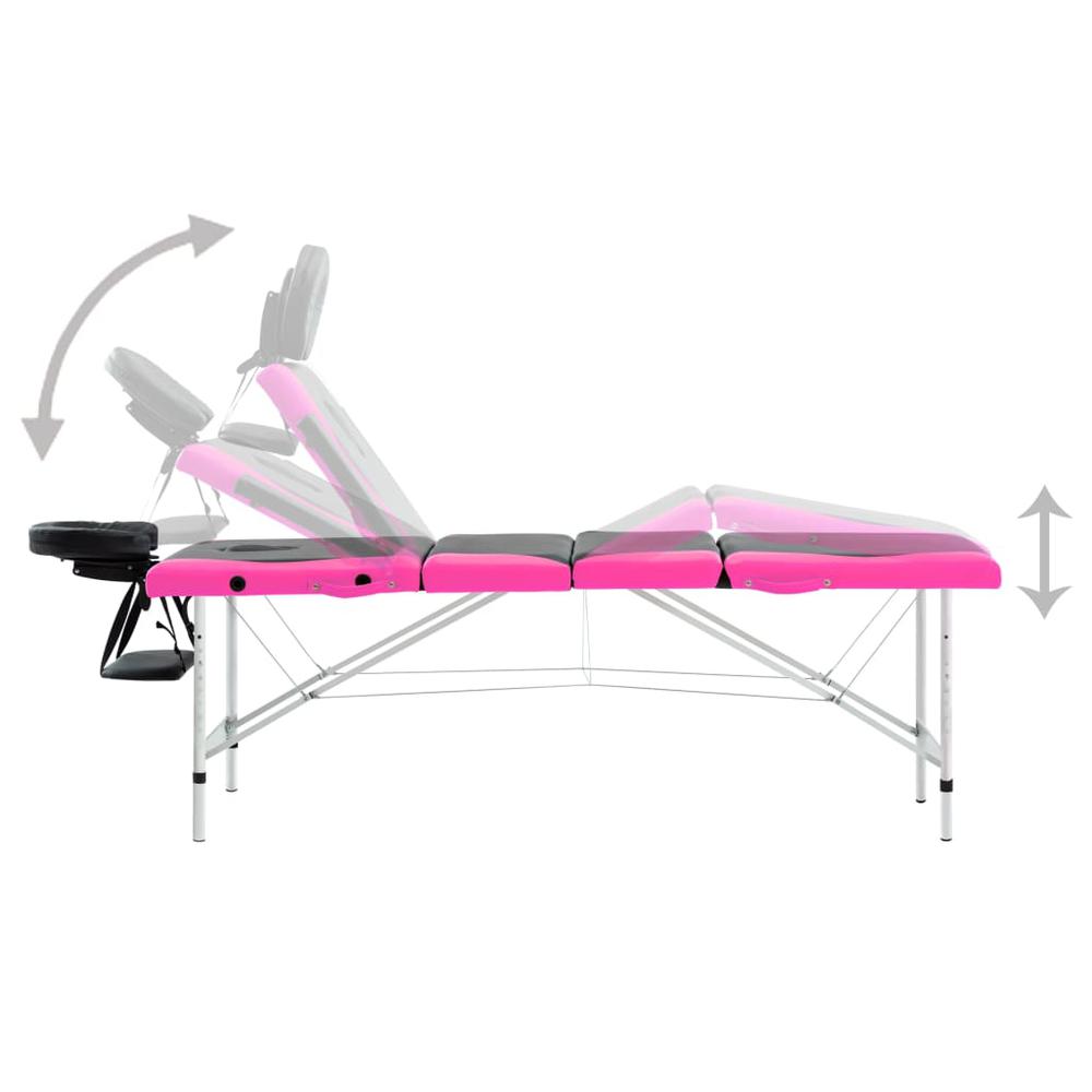 4-Zone Foldable Massage Table Aluminum Black and Pink. Picture 3