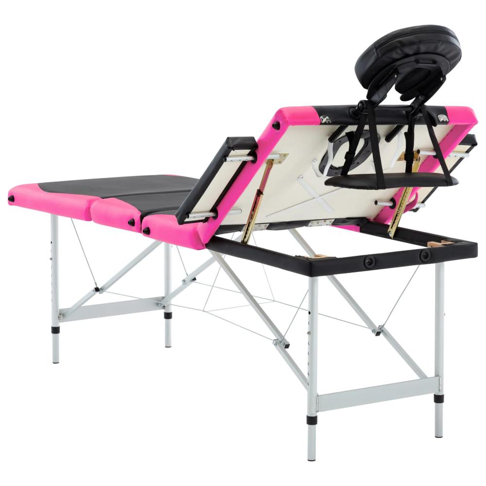 4-Zone Foldable Massage Table Aluminum Black and Pink. Picture 5