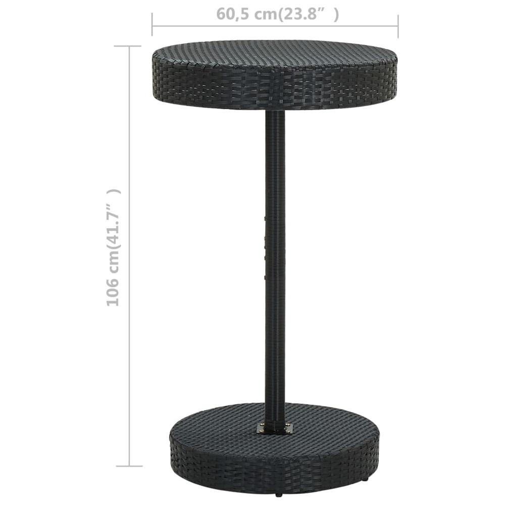 vidaXL Garden Table Black 23.8"x41.7" Poly Rattan, 45856. Picture 5