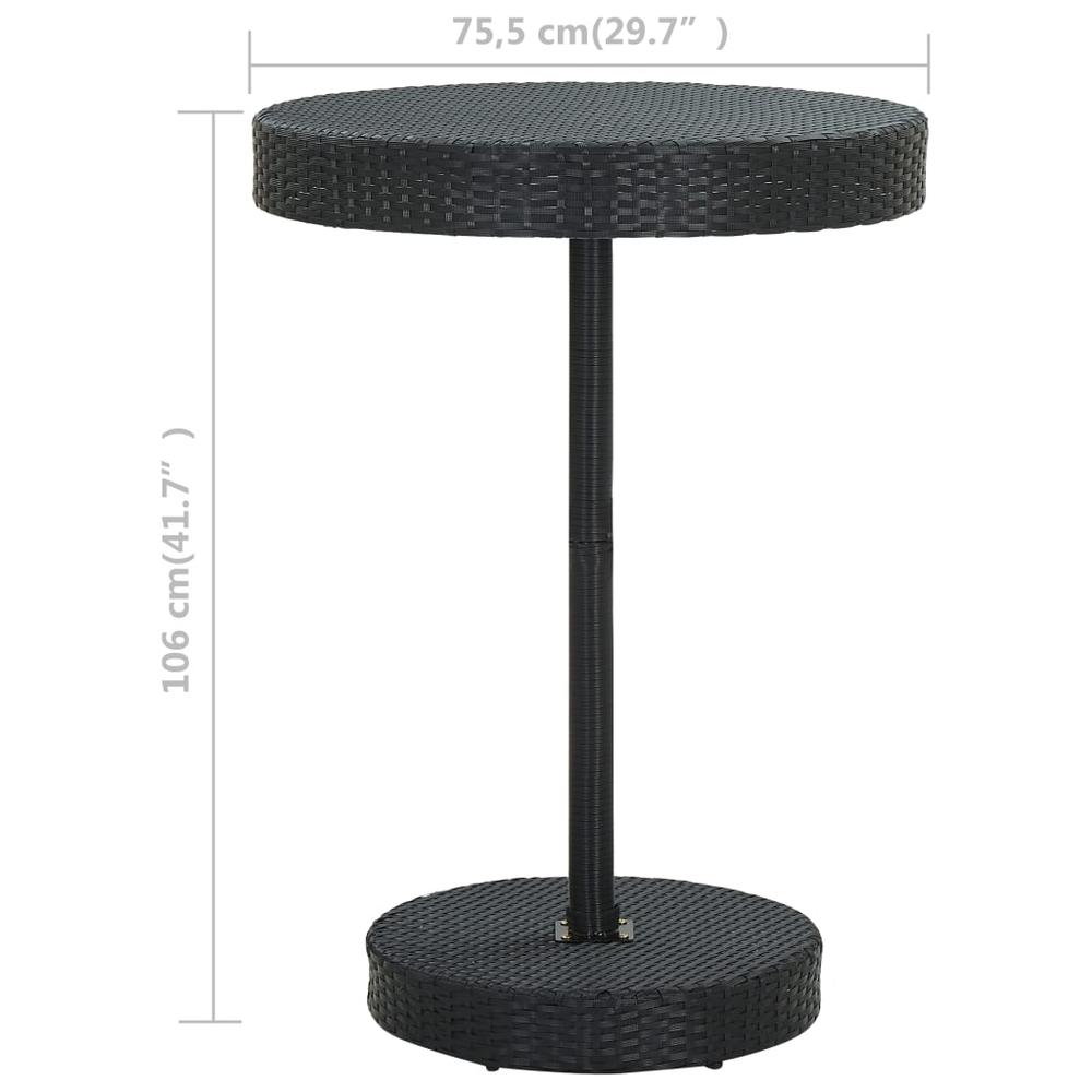 vidaXL Garden Table Black 29.7"x41.7" Poly Rattan, 45859. Picture 4