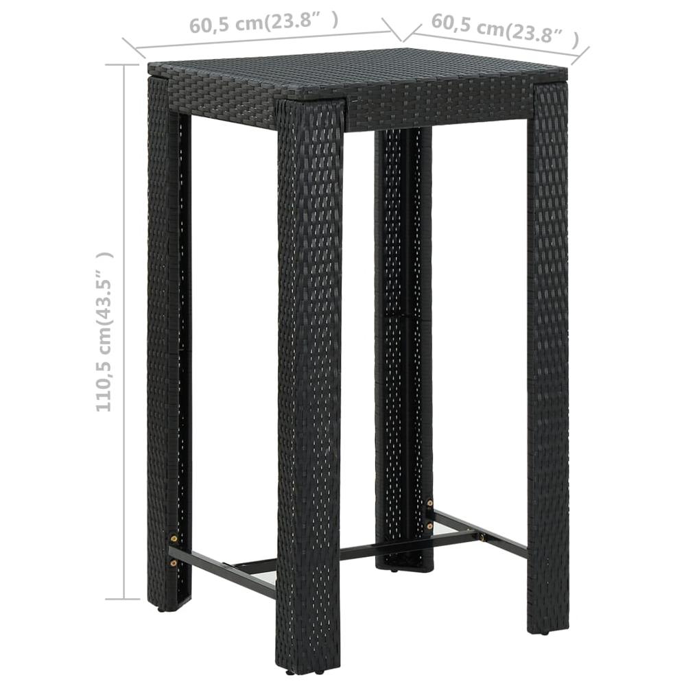 vidaXL Garden Bar Table Black 23.8"x23.8"x43.5" Poly Rattan, 45871. Picture 5