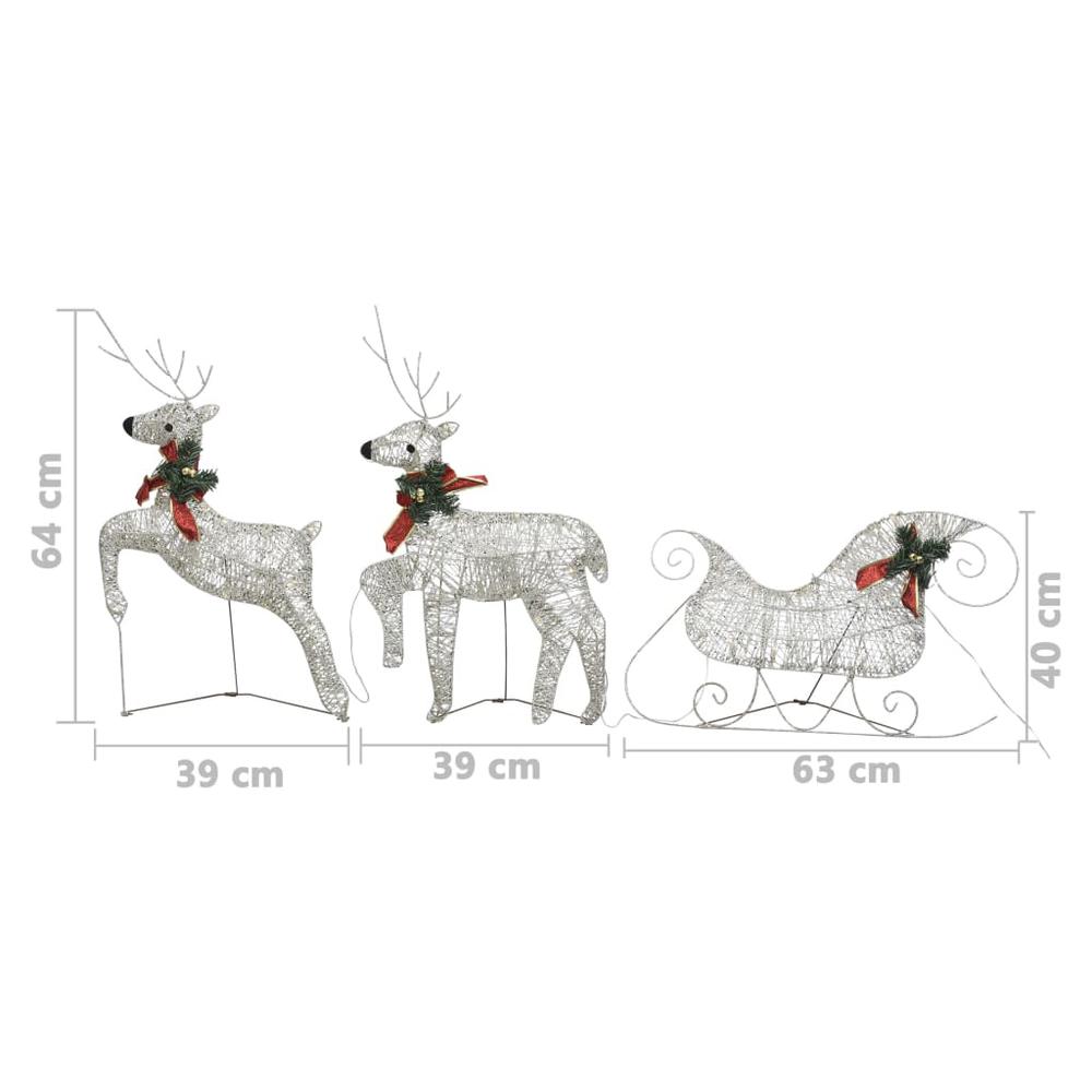 vidaXL Reindeer & Sleigh Christmas Decoration 60 LEDs Outdoor Gold. Picture 7
