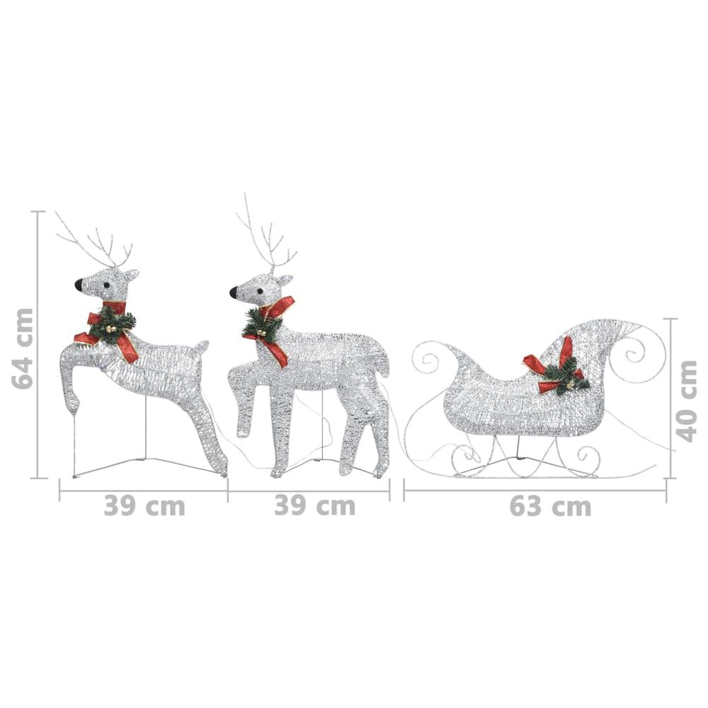 vidaXL Reindeer & Sleigh Christmas Decoration 60 LEDs Outdoor Silver, 289978. Picture 7