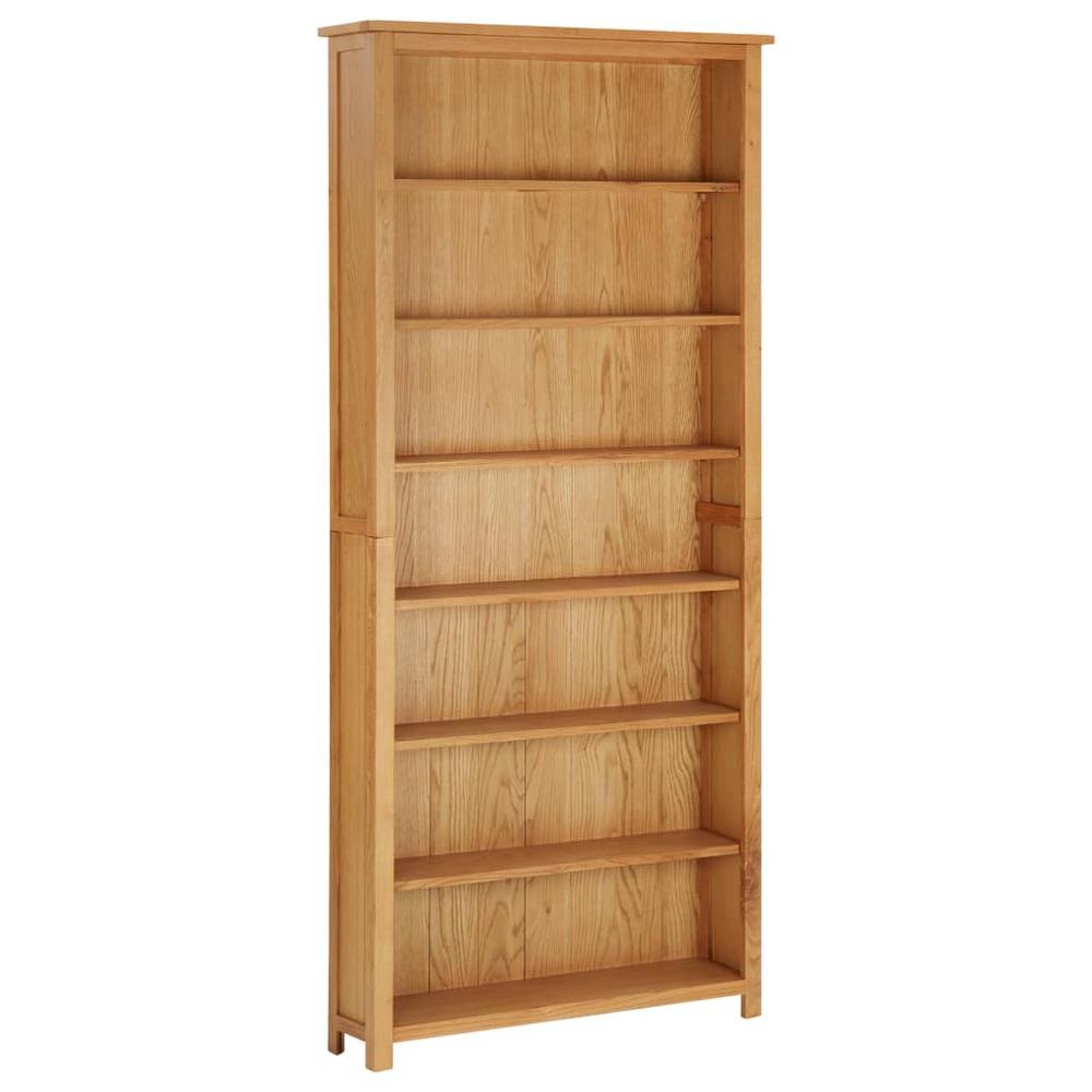 vidaXL 7-Tier Bookcase 35.4"x8.8"x78.7" Solid Oak Wood, 288475. Picture 1