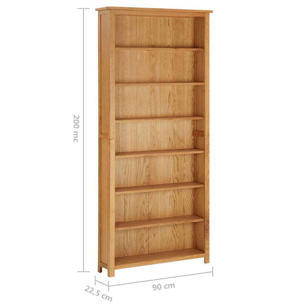 vidaXL 7-Tier Bookcase 35.4"x8.8"x78.7" Solid Oak Wood, 288475. Picture 6