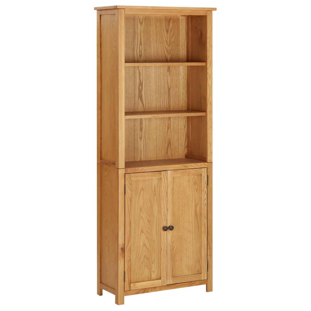 vidaXL Bookcase with 2 Doors 27.6"x11.8"x70.9" Solid Oak Wood, 289179. Picture 1