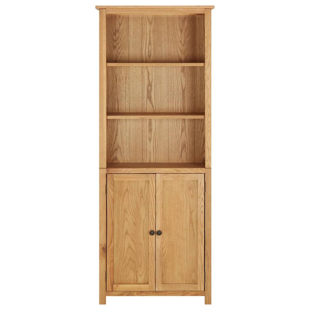 vidaXL Bookcase with 2 Doors 27.6"x11.8"x70.9" Solid Oak Wood, 289179. Picture 2