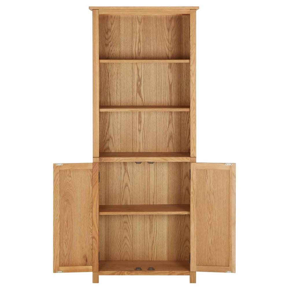 vidaXL Bookcase with 2 Doors 27.6"x11.8"x70.9" Solid Oak Wood, 289179. Picture 3