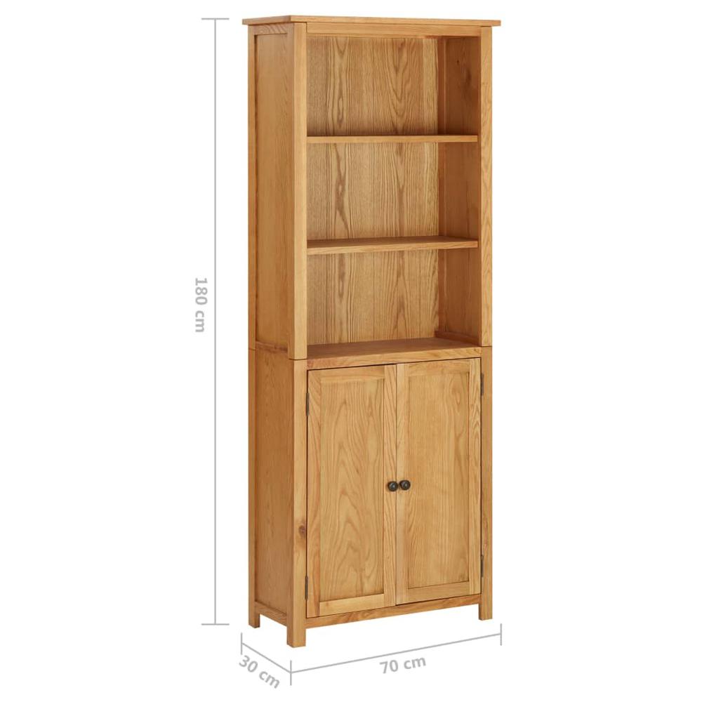 vidaXL Bookcase with 2 Doors 27.6"x11.8"x70.9" Solid Oak Wood, 289179. Picture 7