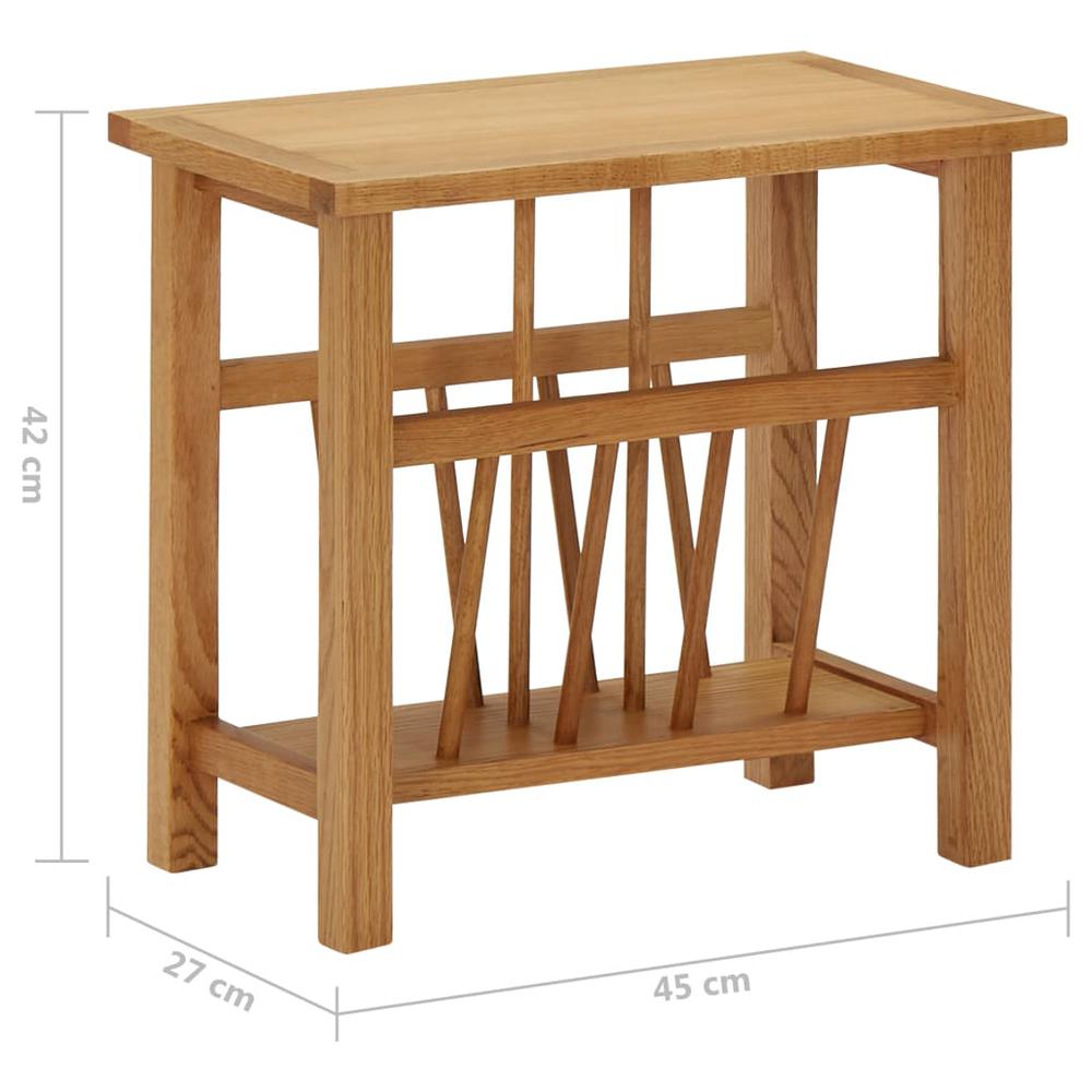 vidaXL Magazine Table 17.7"x10.6"x16.5" Solid Oak Wood, 289184. Picture 6