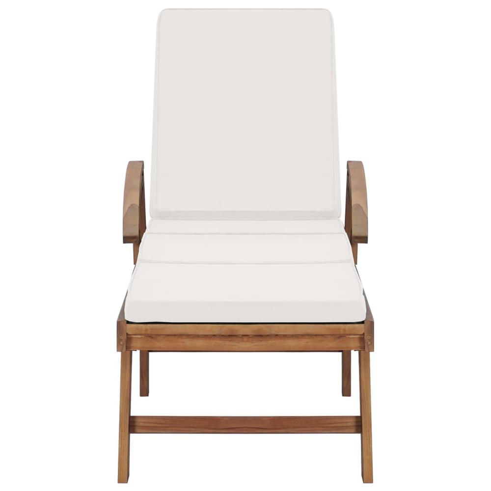 vidaXL Sun Loungers with Cushions 2 pcs Solid Teak Wood Cream, 3054633. Picture 3