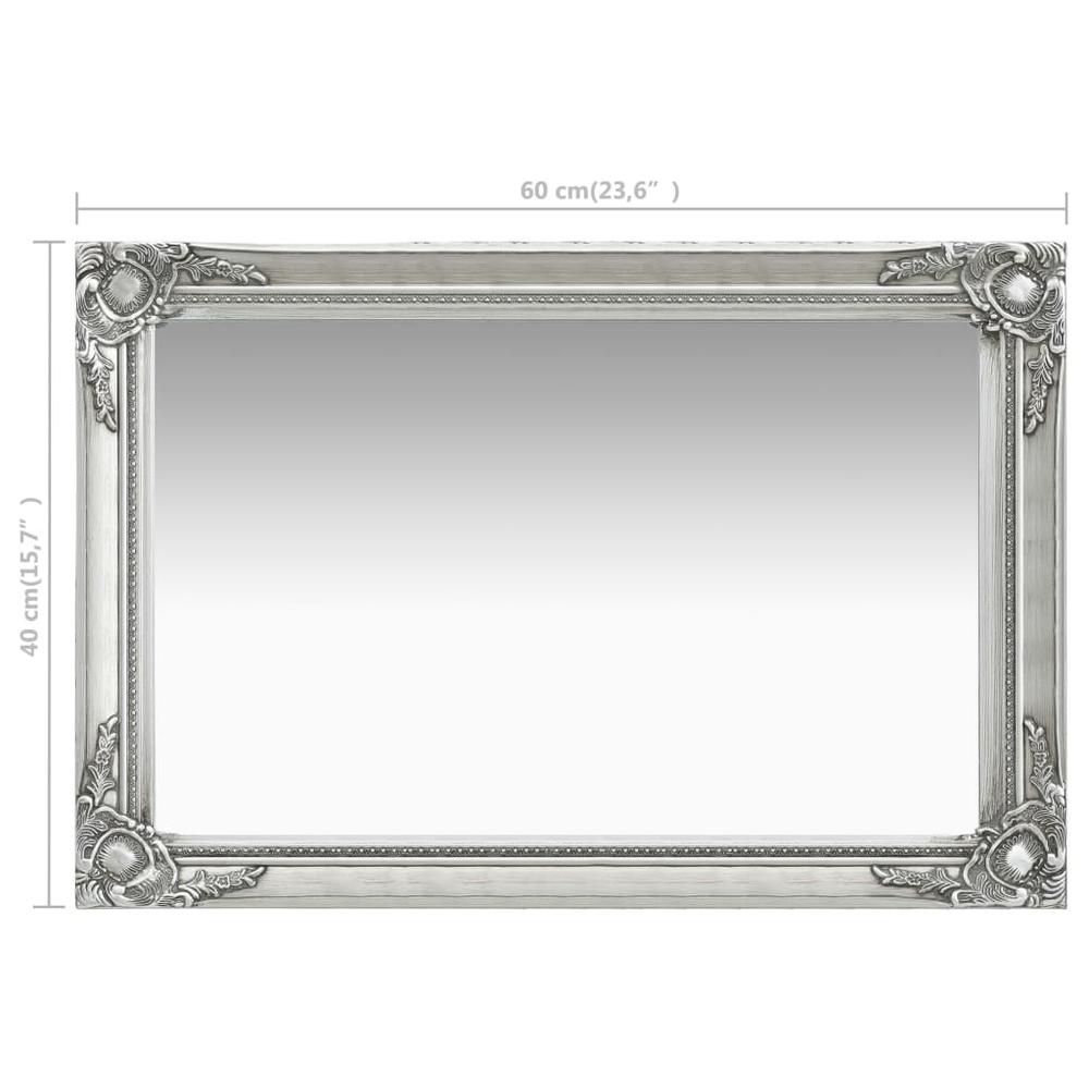 vidaXL Wall Mirror Baroque Style 23.6"x15.7" Silver, 320330. Picture 6