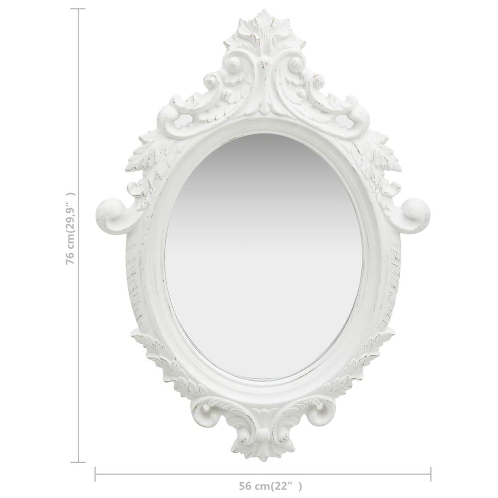 vidaXL Wall Mirror Castle Style 22"x29.9" White, 320356. Picture 5