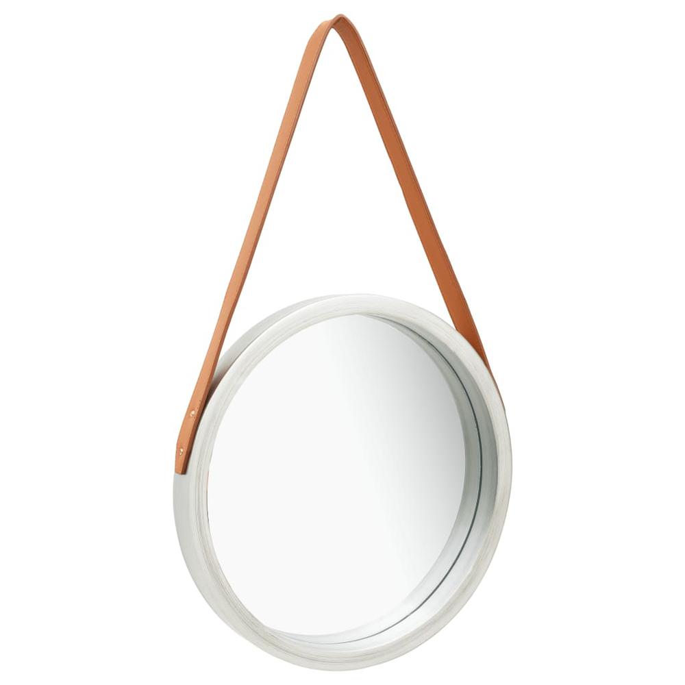 vidaXL Wall Mirror with Strap 15.7" Silver, 320362. Picture 1