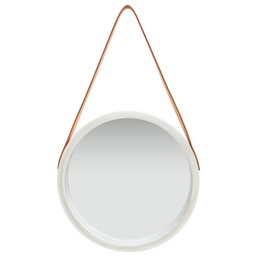 vidaXL Wall Mirror with Strap 15.7" Silver, 320362. Picture 2
