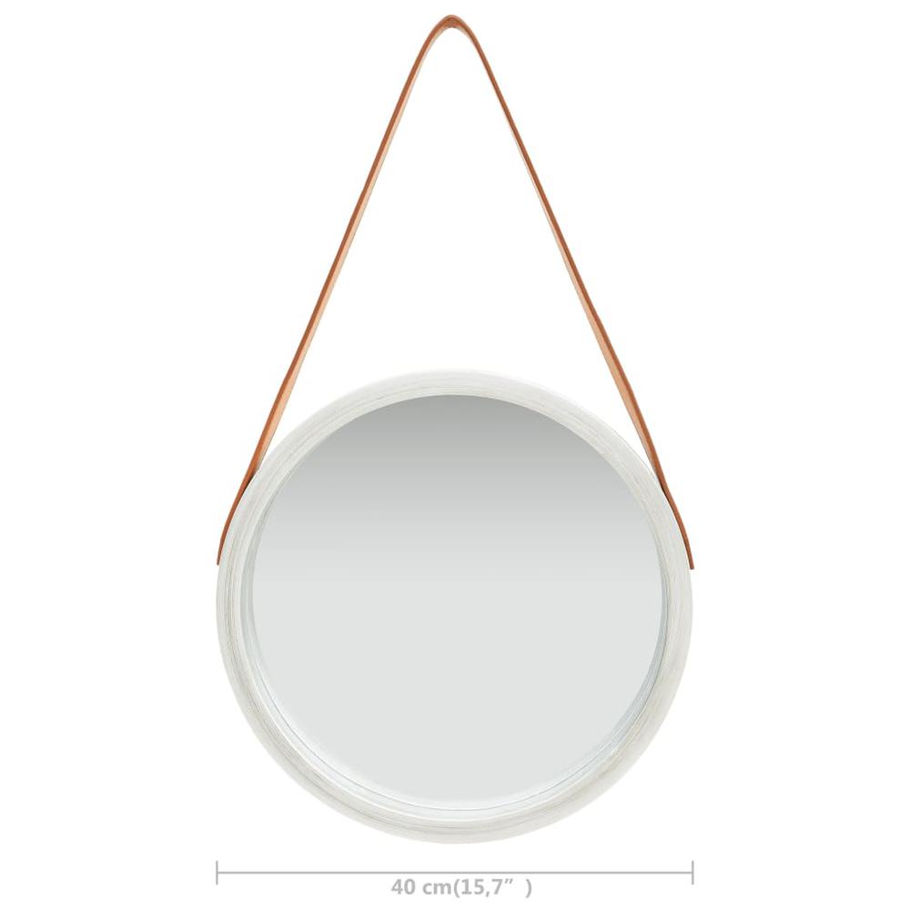 vidaXL Wall Mirror with Strap 15.7" Silver, 320362. Picture 6