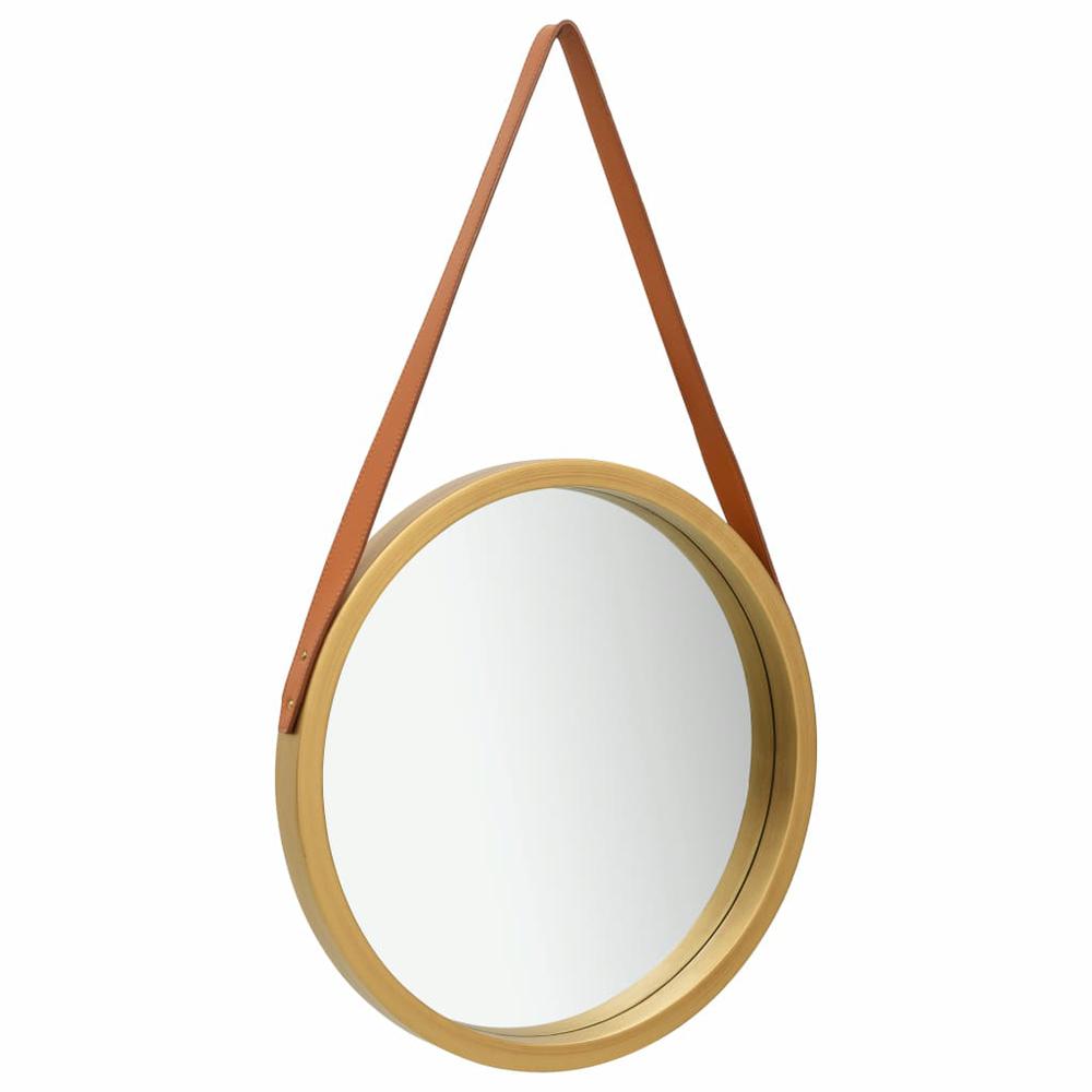 vidaXL Wall Mirror with Strap 16.7" Gold, 320365. Picture 1