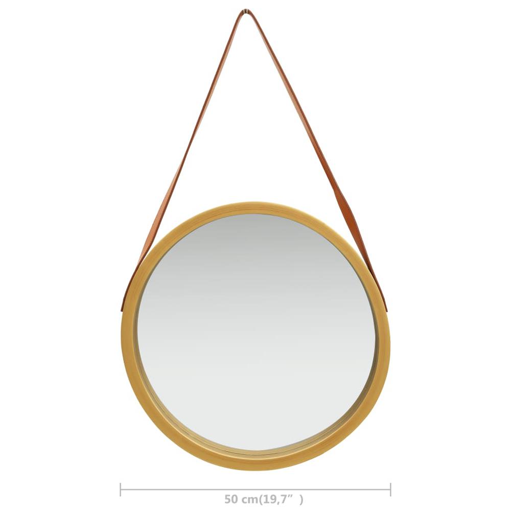 vidaXL Wall Mirror with Strap 16.7" Gold, 320365. Picture 6