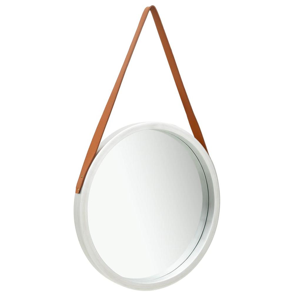 vidaXL Wall Mirror with Strap 16.7" Silver, 320366. Picture 1