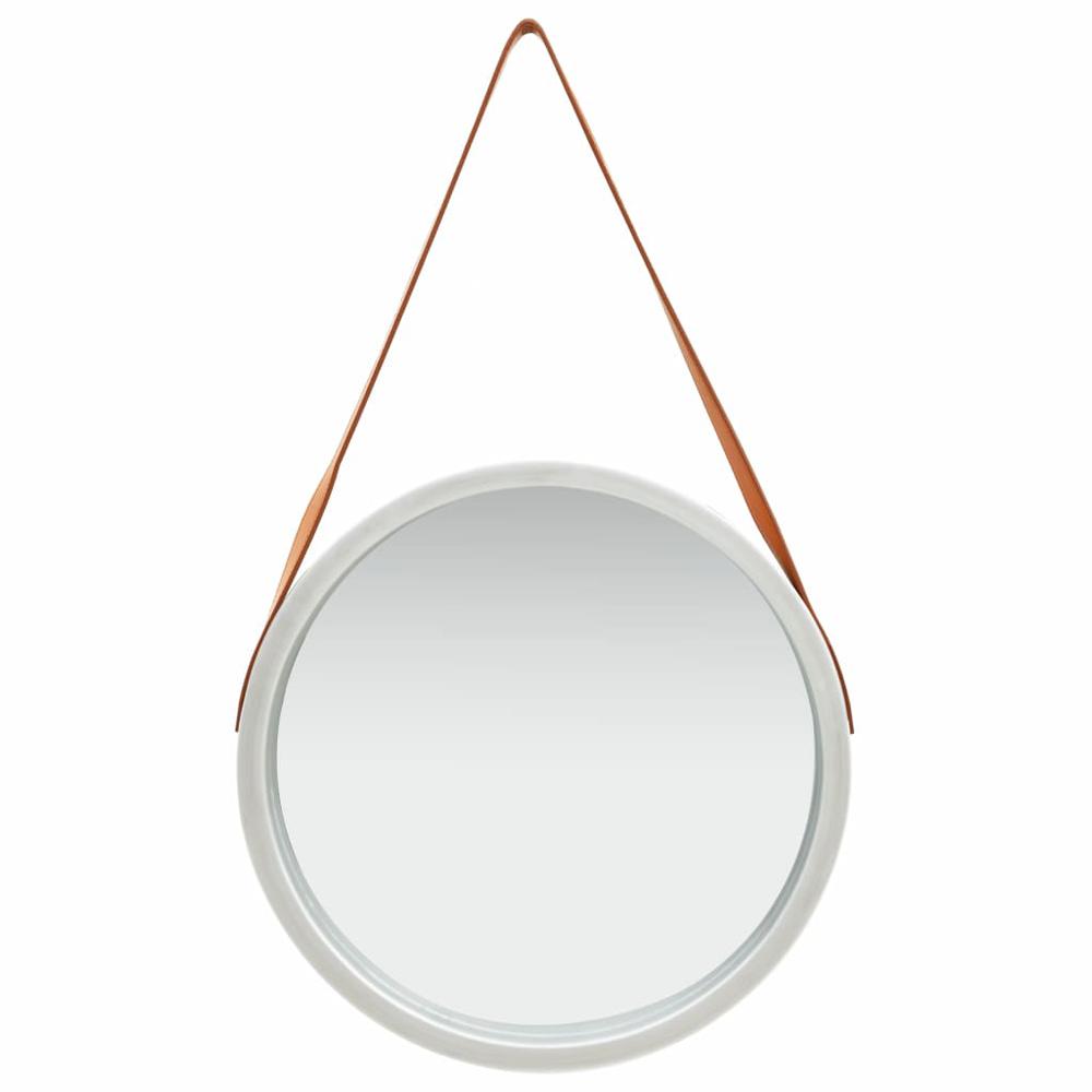 vidaXL Wall Mirror with Strap 16.7" Silver, 320366. Picture 2