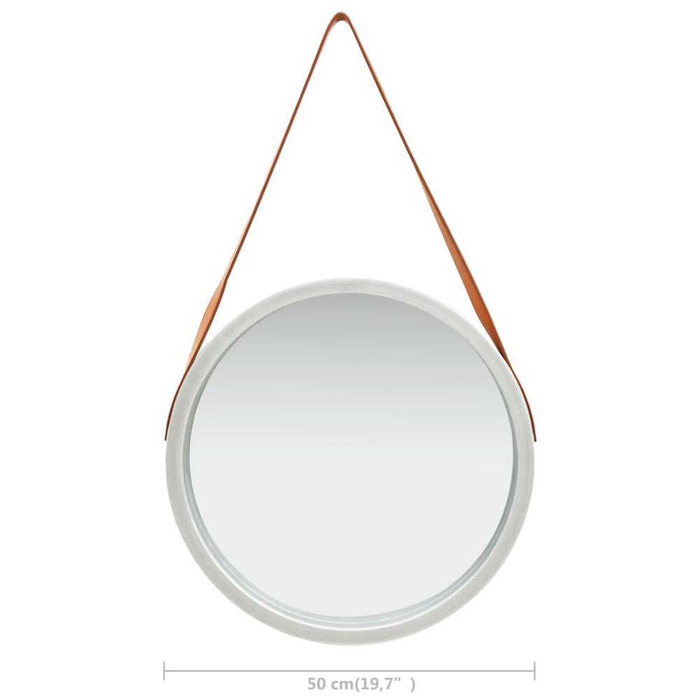 vidaXL Wall Mirror with Strap 16.7" Silver, 320366. Picture 6