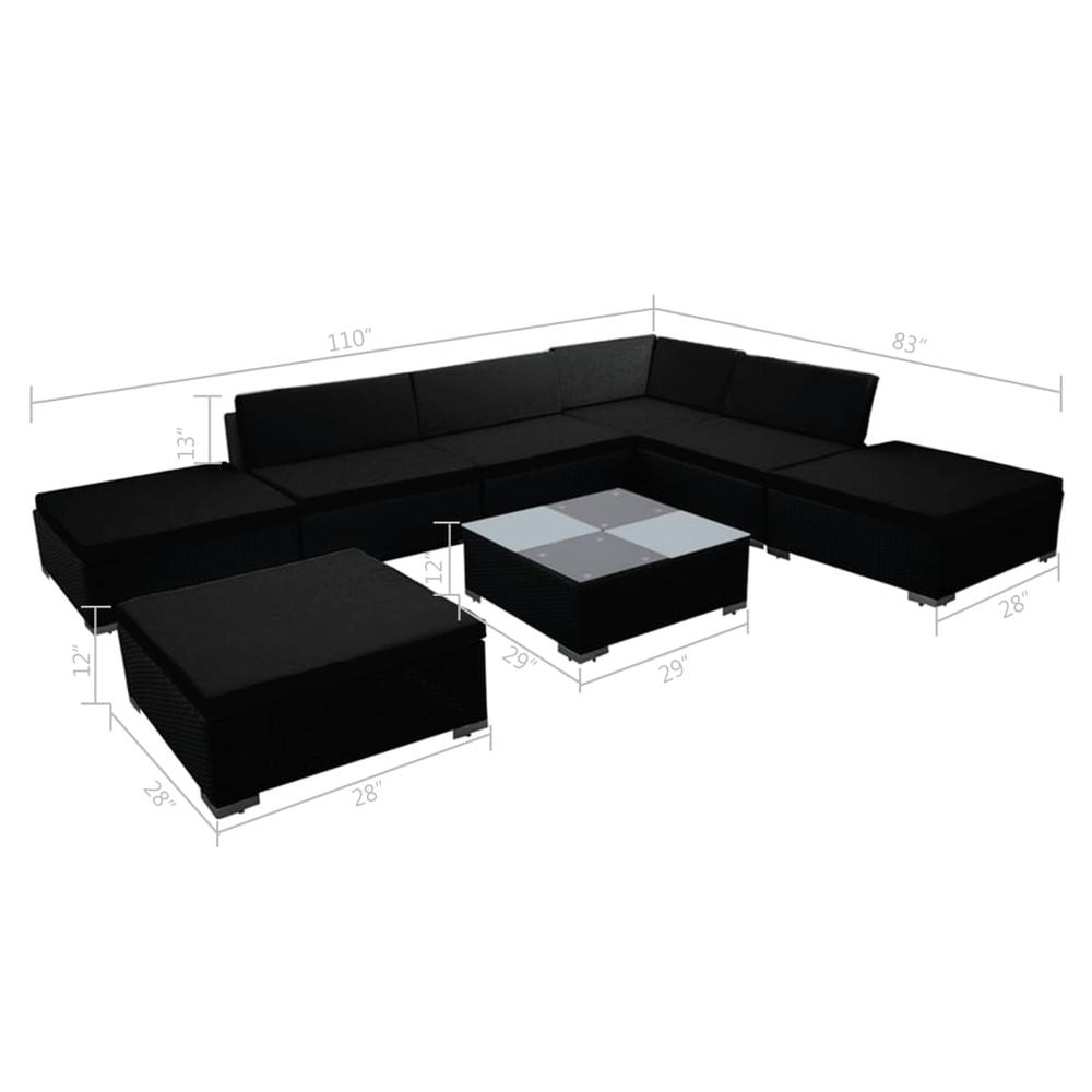 vidaXL 8 Piece Garden Lounge Set with Cushions Poly Rattan Black (US only), 310065. Picture 6