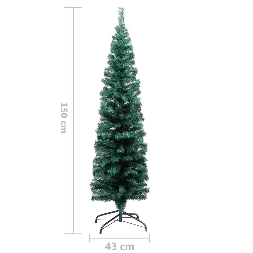 vidaXL Slim Artificial Christmas Tree with Stand Green 59.1" PVC, 320949. Picture 6
