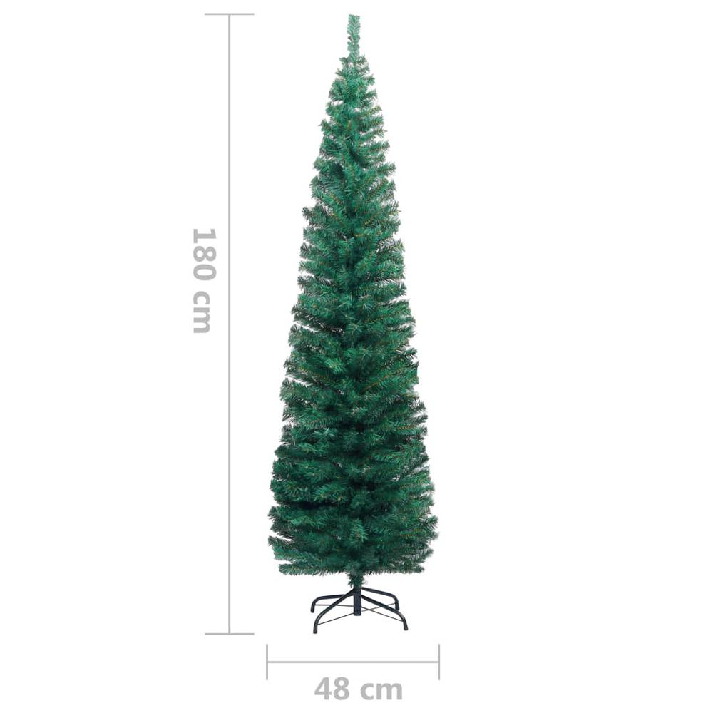 vidaXL Slim Artificial Christmas Tree with Stand Green 70.9" PVC, 320950. Picture 6