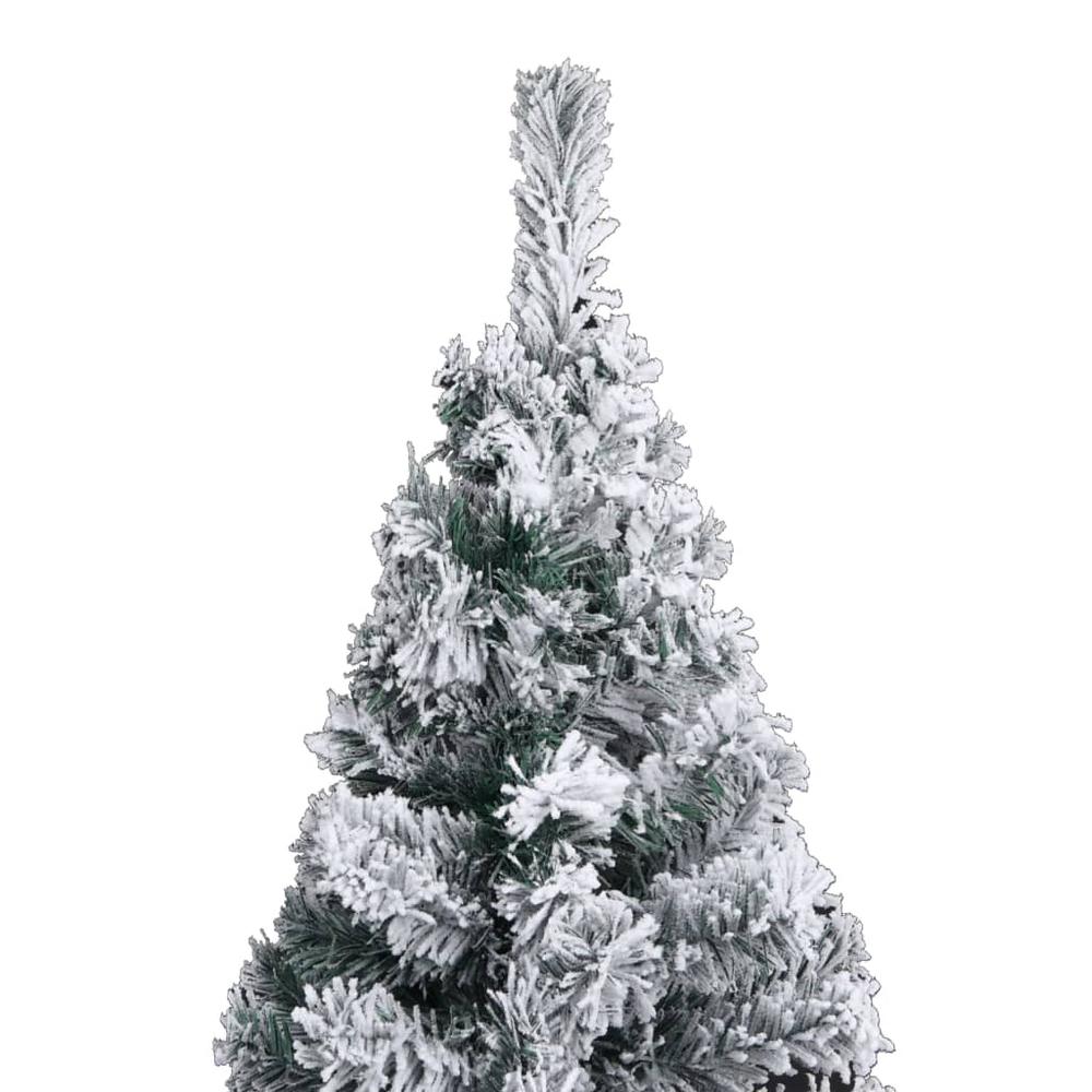 vidaXL Slim Artificial Christmas Tree with Flocked Snow Green 59.1" PVC, 320953. Picture 3