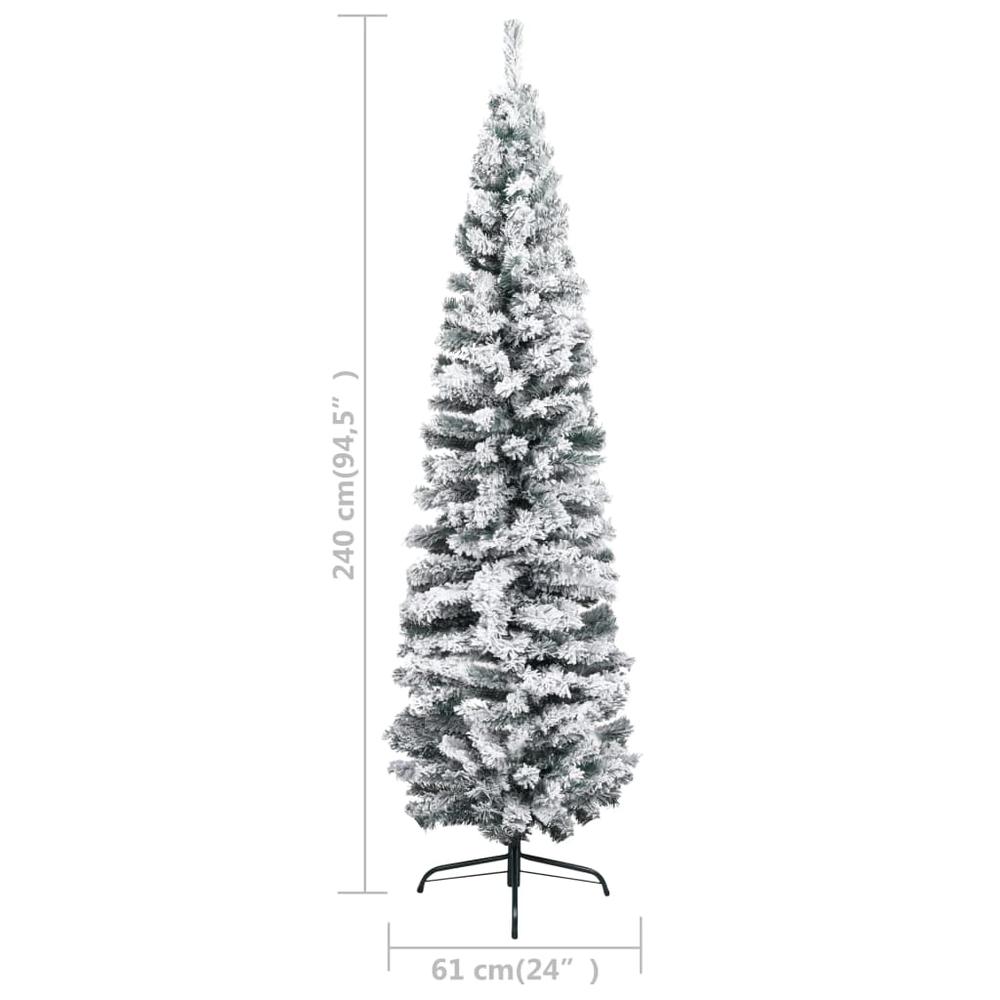 vidaXL Slim Artificial Christmas Tree with Flocked Snow Green 94.5" PVC, 320956. Picture 6