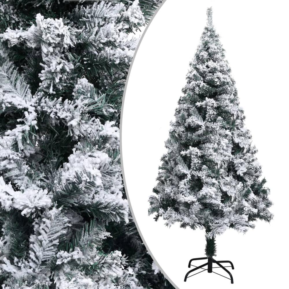 vidaXL Artificial Christmas Tree with Flocked Snow Green 59.1" PVC, 320963. Picture 1