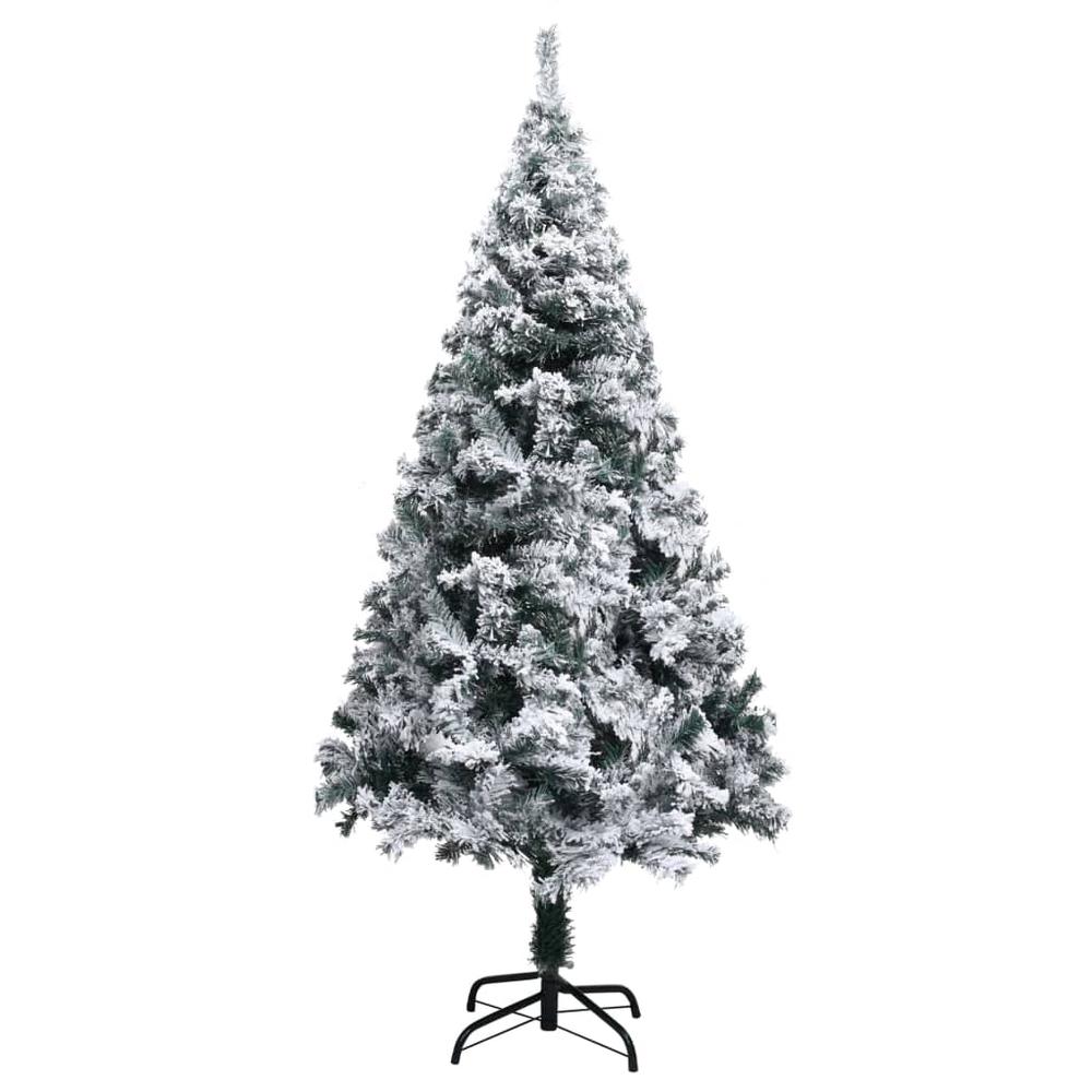 vidaXL Artificial Christmas Tree with Flocked Snow Green 59.1" PVC, 320963. Picture 2