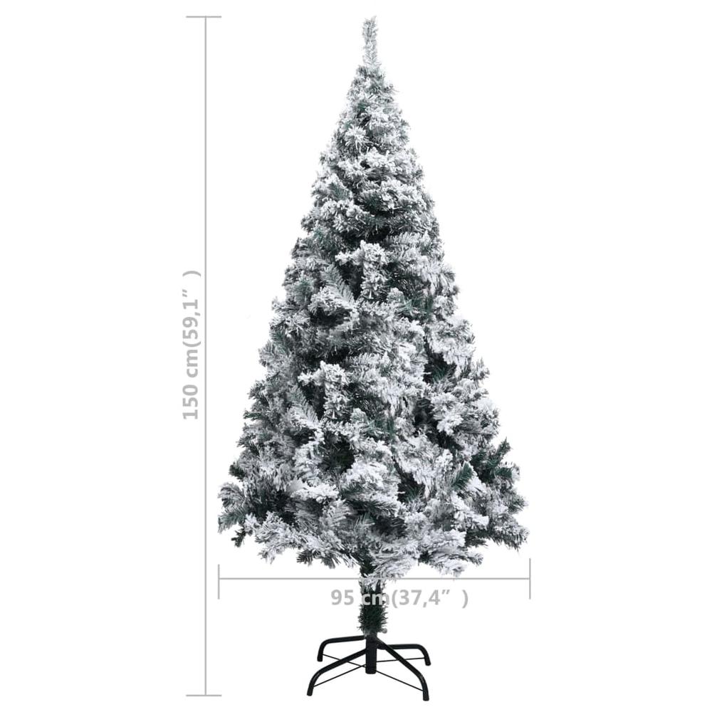 vidaXL Artificial Christmas Tree with Flocked Snow Green 59.1" PVC, 320963. Picture 6