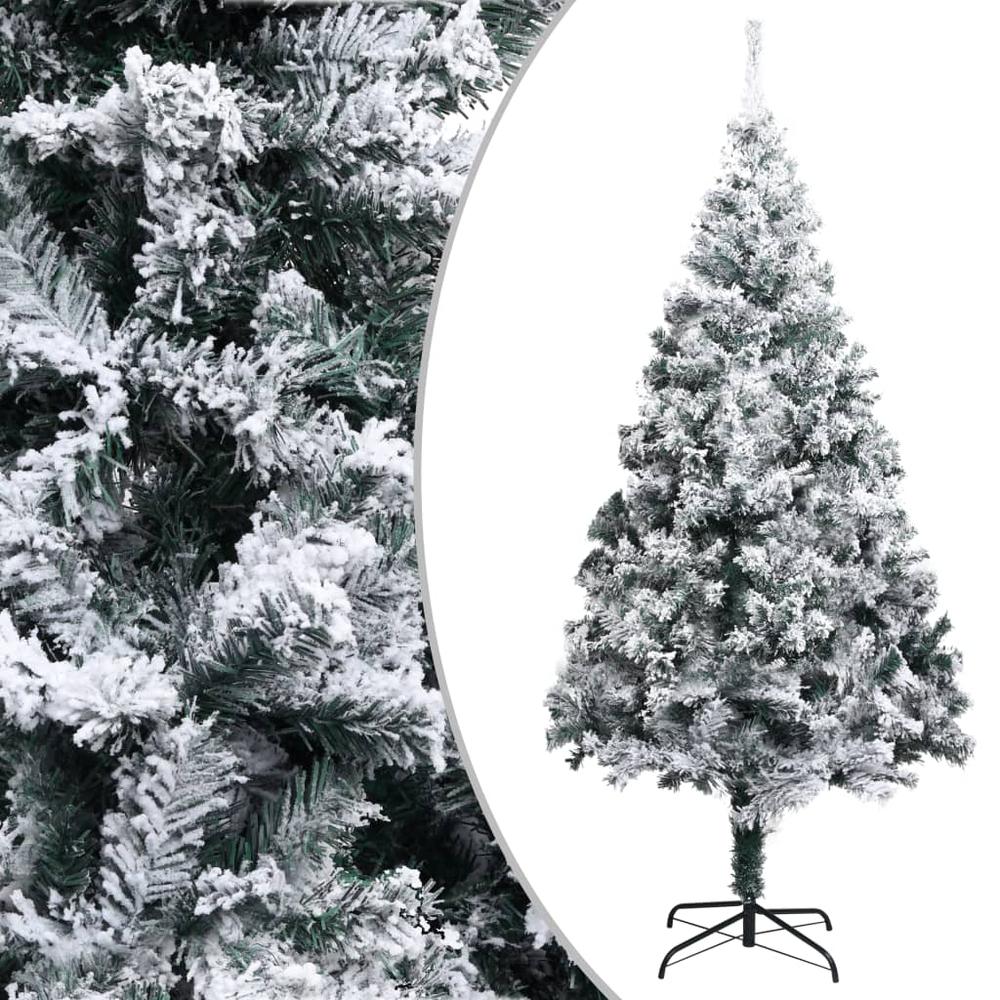 vidaXL Artificial Christmas Tree with Flocked Snow Green 70.9" PVC, 320964. Picture 1