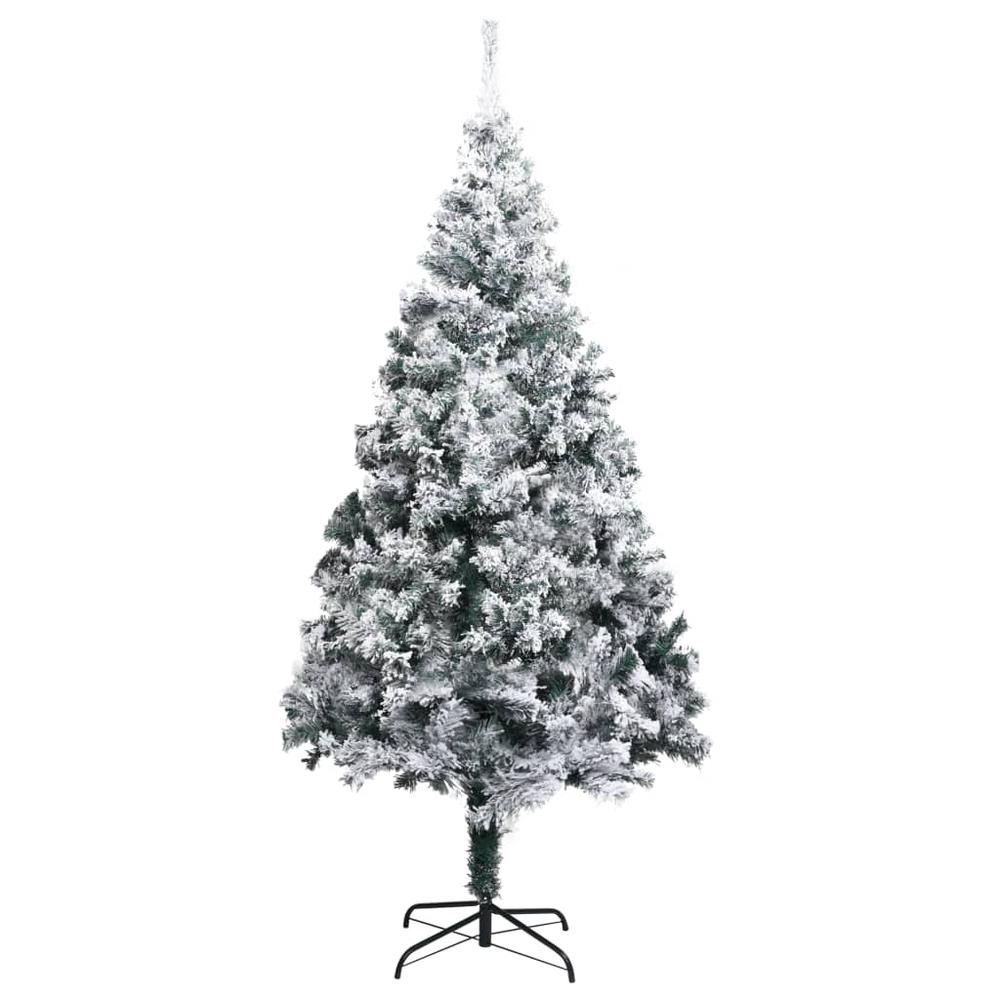 vidaXL Artificial Christmas Tree with Flocked Snow Green 70.9" PVC, 320964. Picture 2