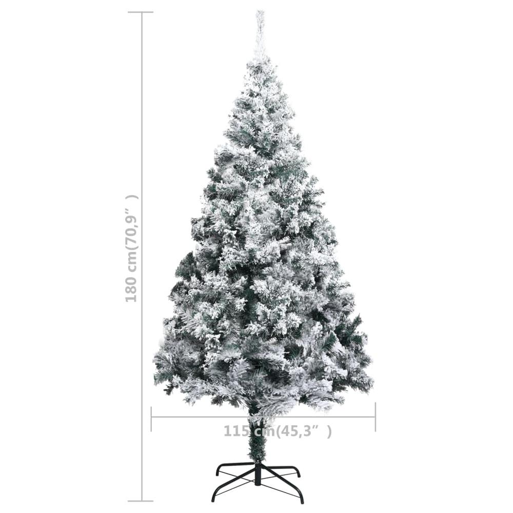 vidaXL Artificial Christmas Tree with Flocked Snow Green 70.9" PVC, 320964. Picture 6