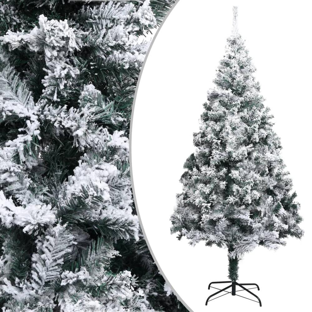 vidaXL Artificial Christmas Tree with Flocked Snow Green 82.7" PVC, 320965. Picture 1