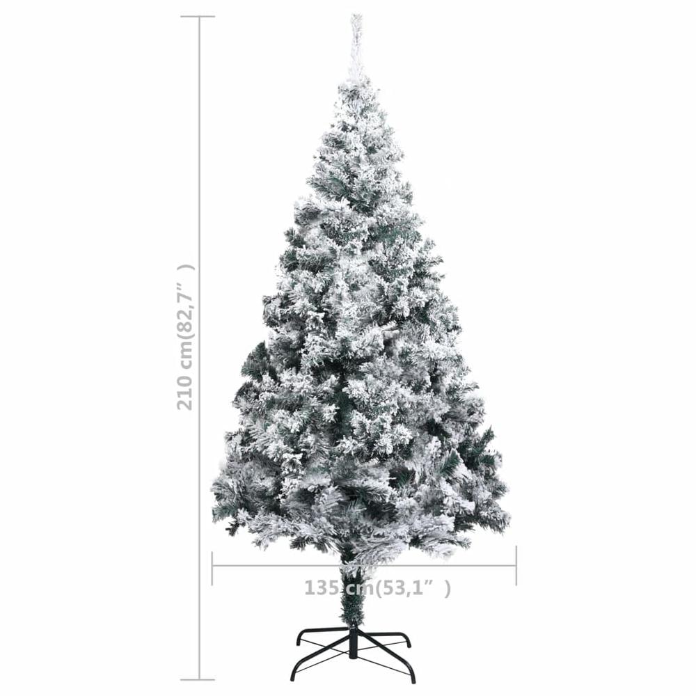 vidaXL Artificial Christmas Tree with Flocked Snow Green 82.7" PVC, 320965. Picture 6