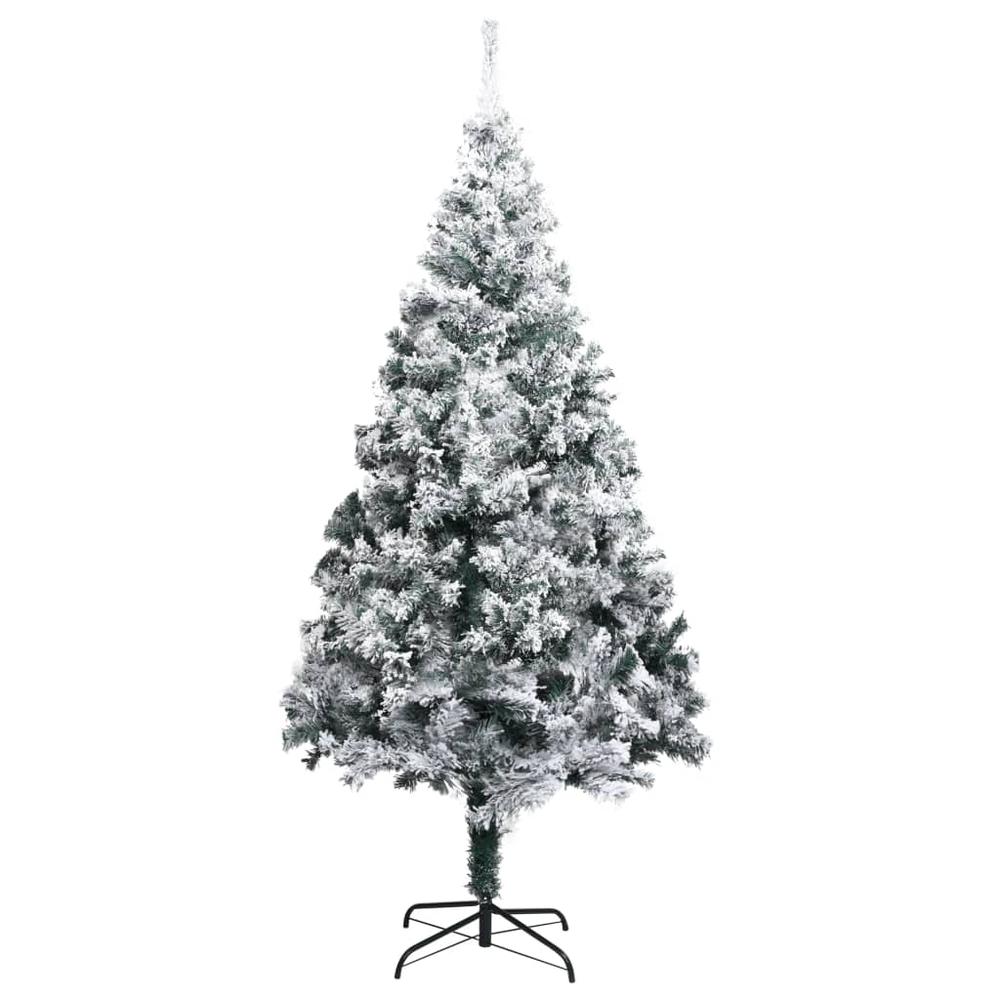 vidaXL Artificial Christmas Tree with Flocked Snow Green 94.5" PVC, 320966. Picture 2